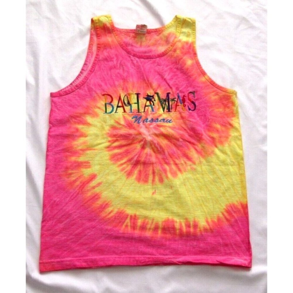 Vintage Men's Bahamas Nassau Cotton‎ Color Dye Sleeveless Tank Top Size M (M49)